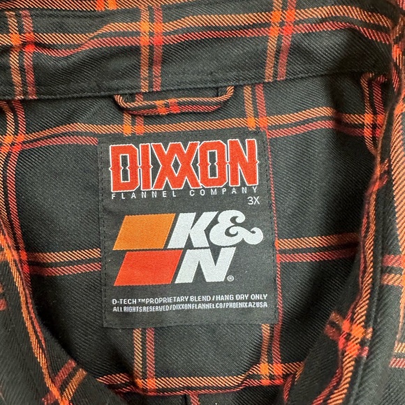 DIXXON K&N Black, Red and Orange Flannel Men's Shirt - Picture 2 of 3